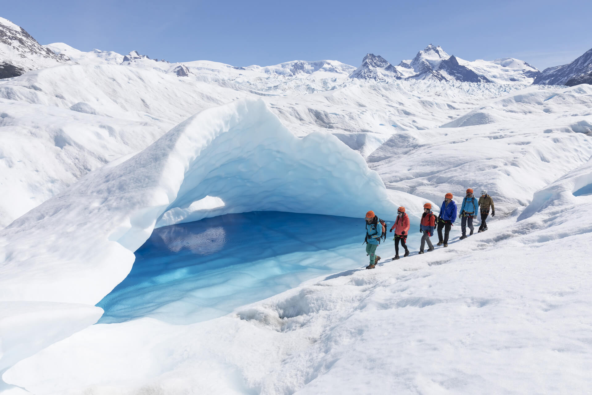 People doing the "Big Ice" trekking on Perito Moreno Glacier.