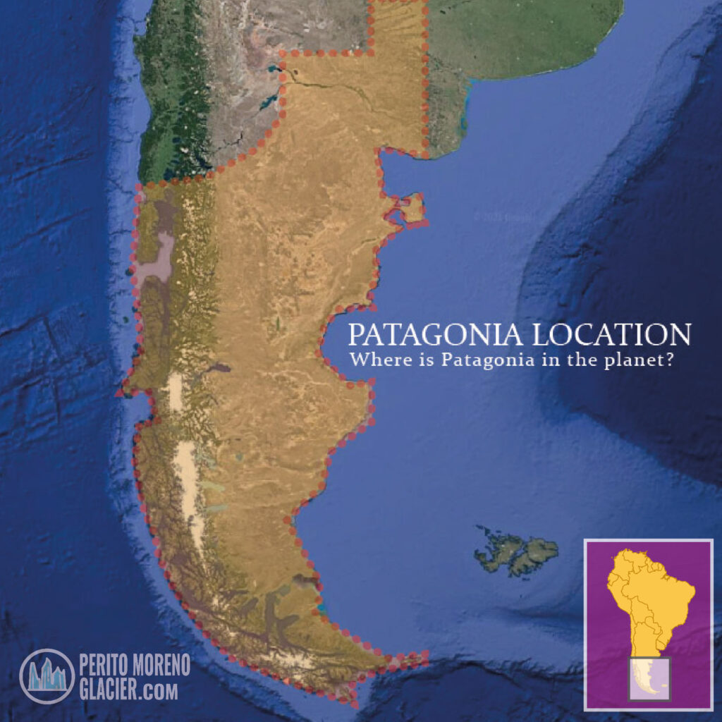 Patagonia location map in South America