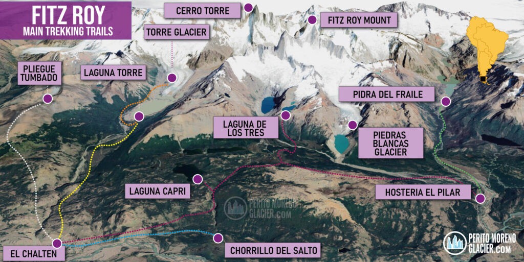Hiking Trails & Map of Los Glaciares National Park