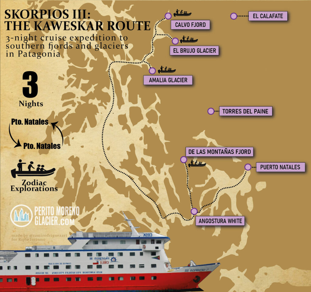 Skorpios III, Itinerary map