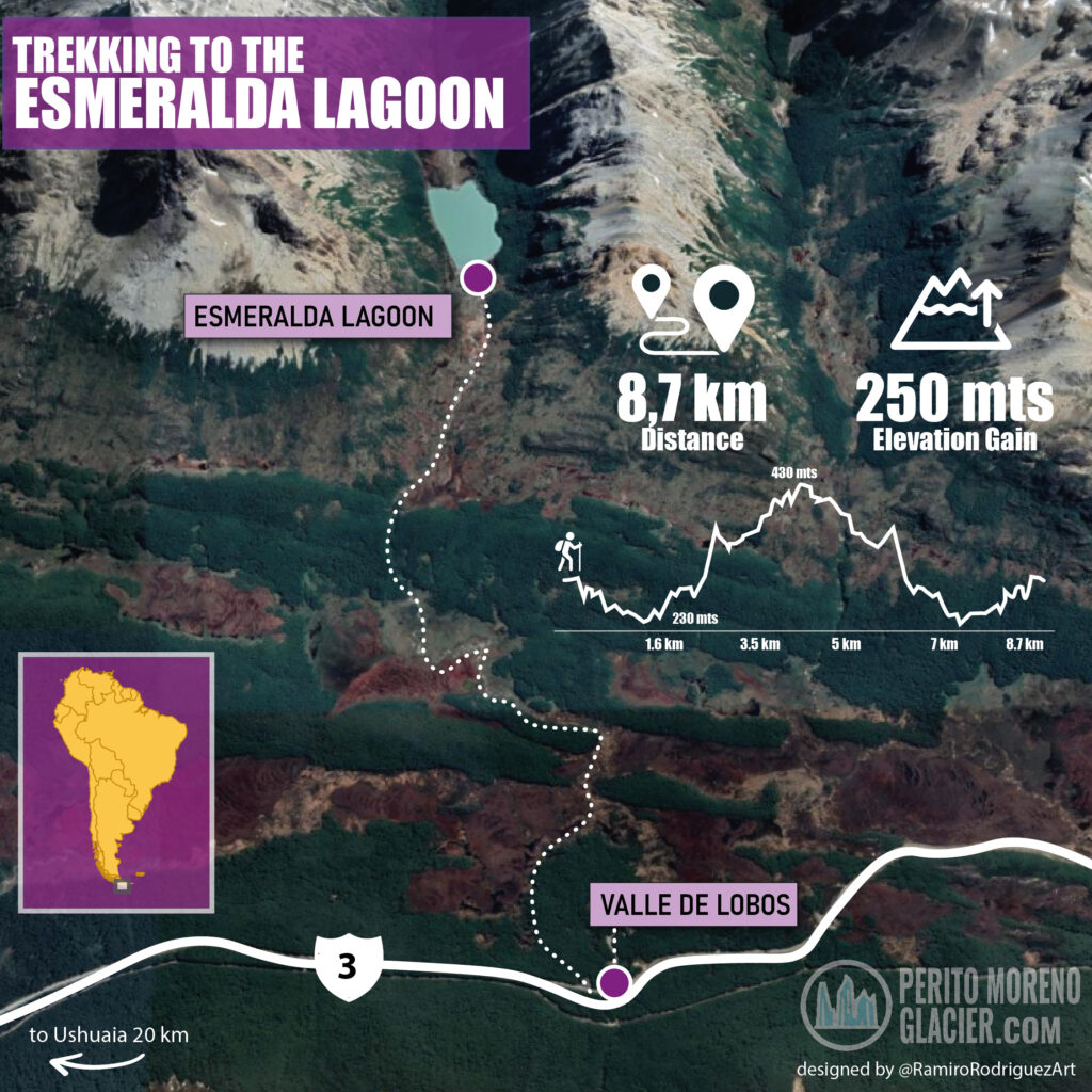 Trekking to Esmeralda Lagoon, map
